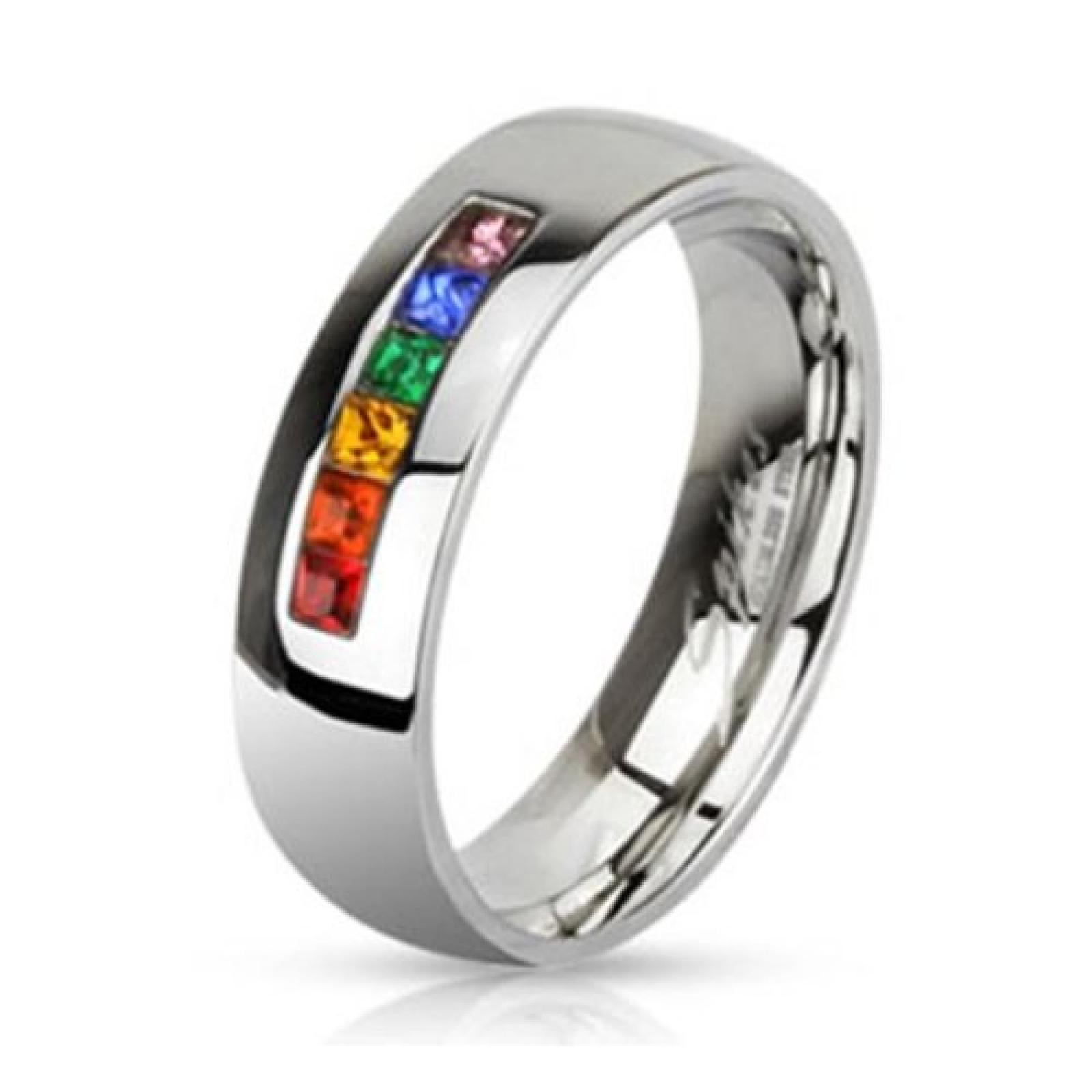 Coolbodyart Unisex Edelstahl Ring silber "Rainbow Zirkonia" verf&uuml;gbare Ringgr&ouml;&szlig;en 47 (15) - 69 (22) 